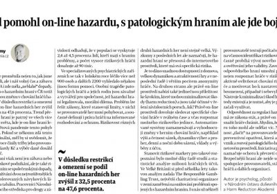 Covid pomohl on-line hazardu, s patologickým hraním ale jde bojovat