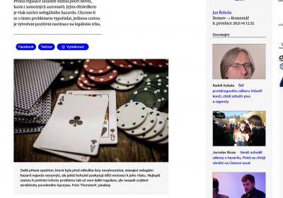 Problém nelegálního hazardu vyřešíme jen zatraktivněním toho legálního